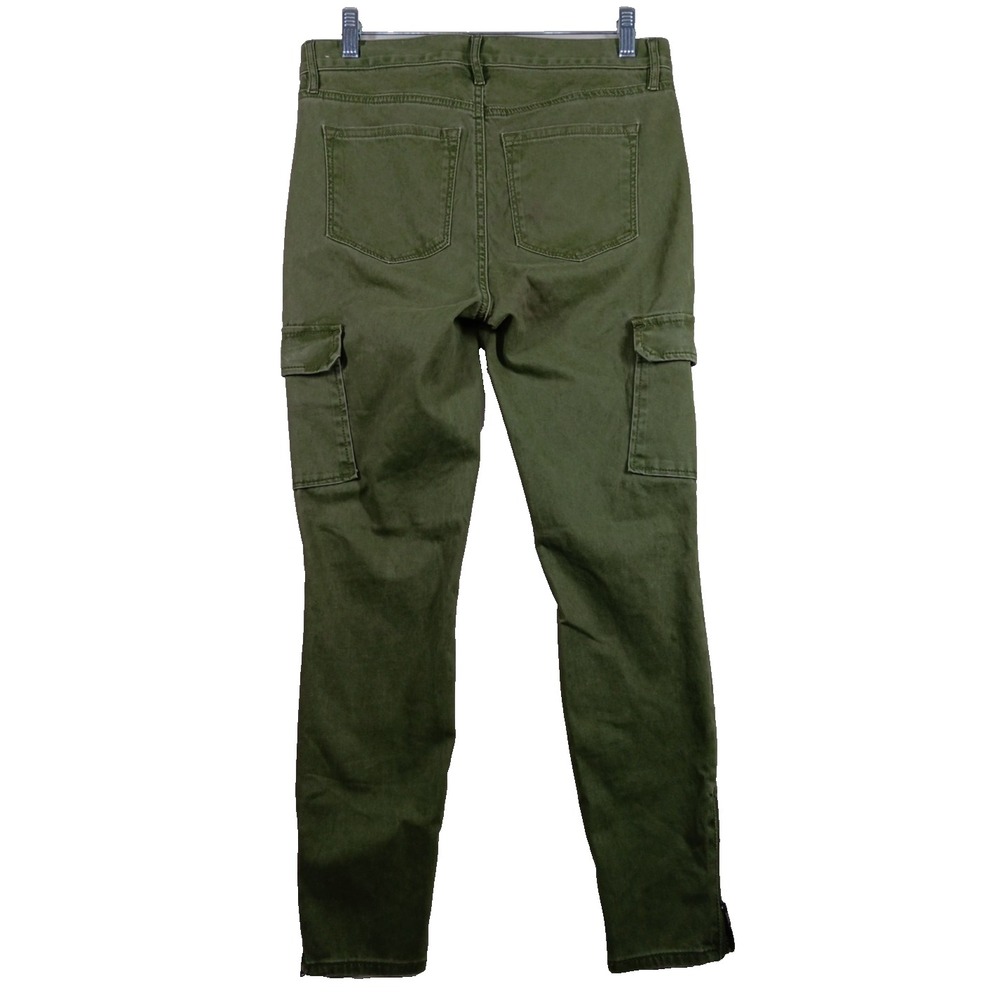 Loft Pants Women's  Size 4 Green Ankle Skinny Cargo  Zippers Street Wear Hip Hop